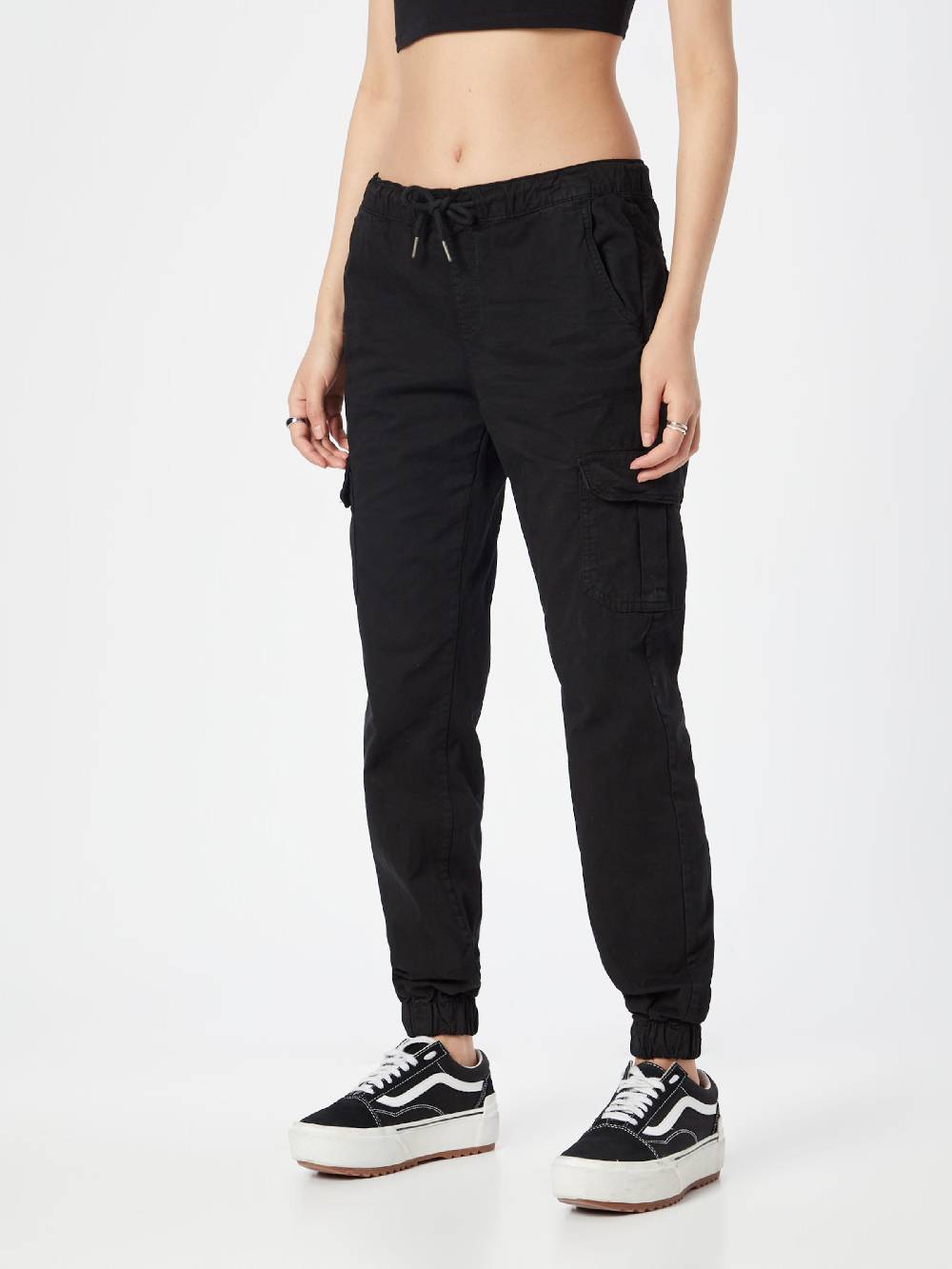 Urban Classics Tapered Cargo Pants In Black