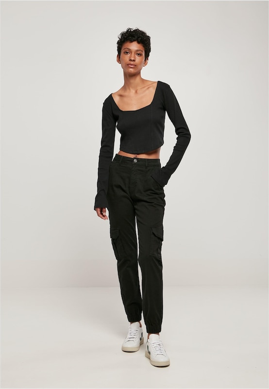 Urban Classics Tapered Cargo Pants in Black