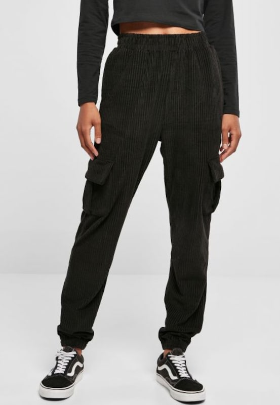 Urban Classics Tapered Cargo Pants in Black