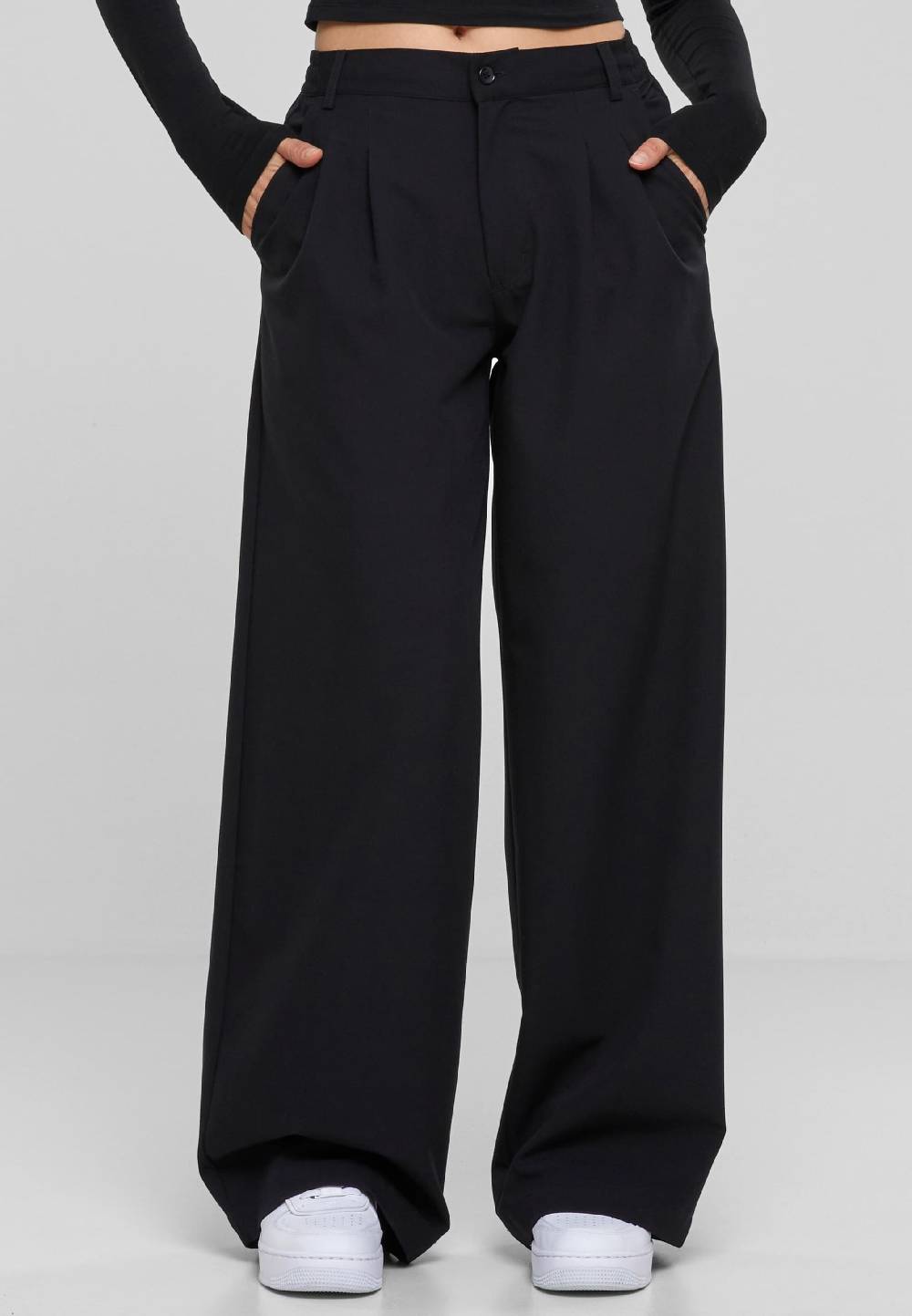 Urban Classics Wide Leg Pants In Black