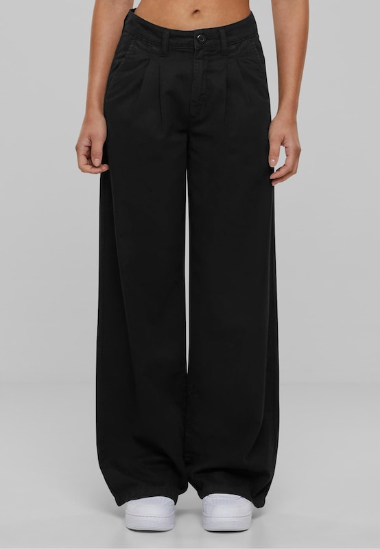 Urban Classics Wide leg Pleat-Front Pants in Black