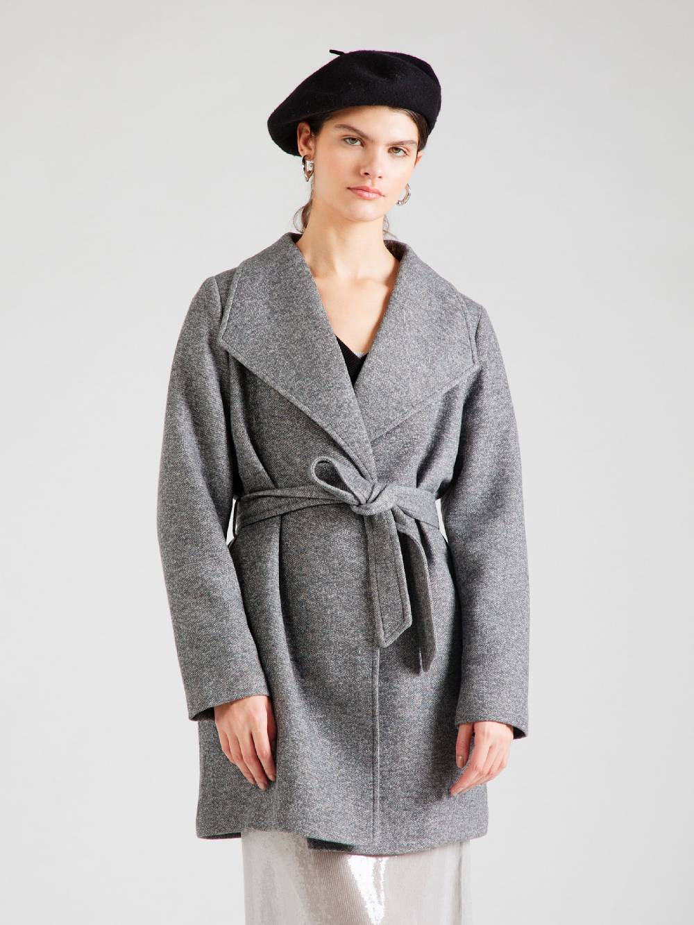 VERO MODA Between-Seasons Coat 'Dona Vivian' In Mottled Grey
