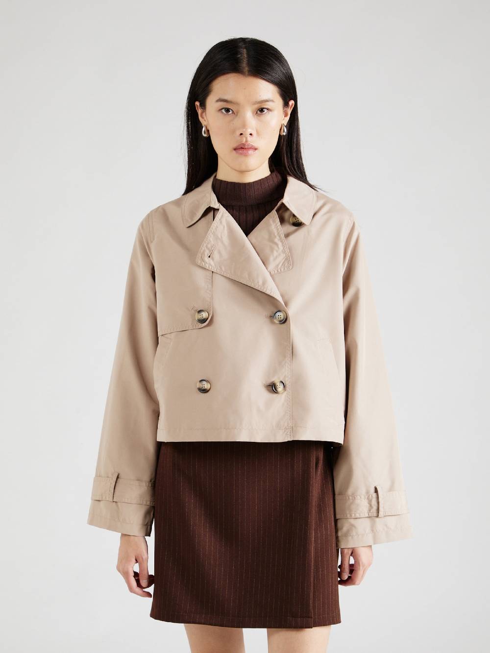 VERO MODA Between-Seasons Coat In Dark Beige