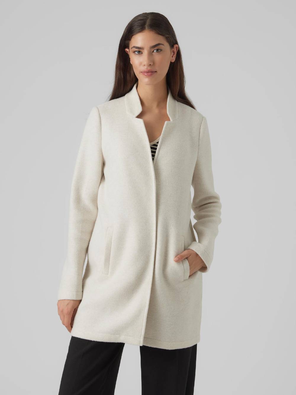 VERO MODA Between-Seasons Coat 'KATRINE' In Mottled Beige
