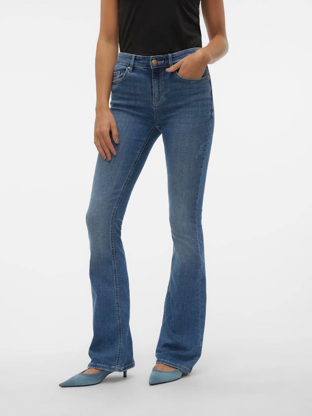 VERO MODA Boot Cut Jeans 'VMFLASH' In Blue Denim