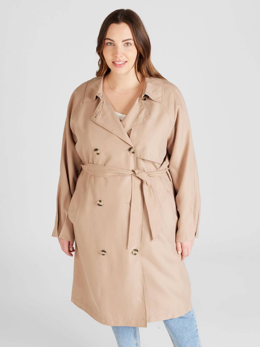 Vero Moda Curve Between-Seasons Coat 'Doreen' In Cappuccino