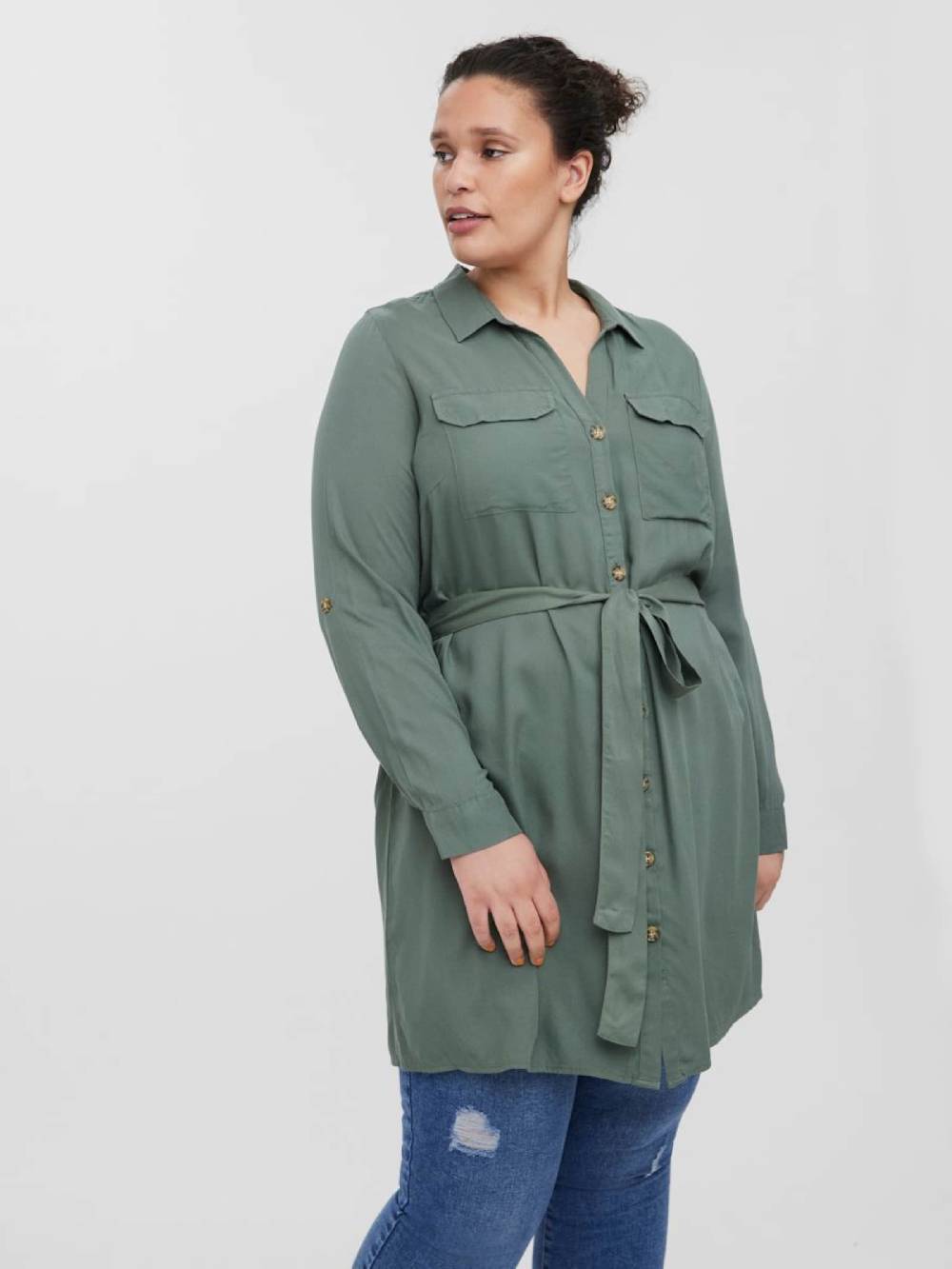 Vero Moda Curve Shirt Dress In Jade