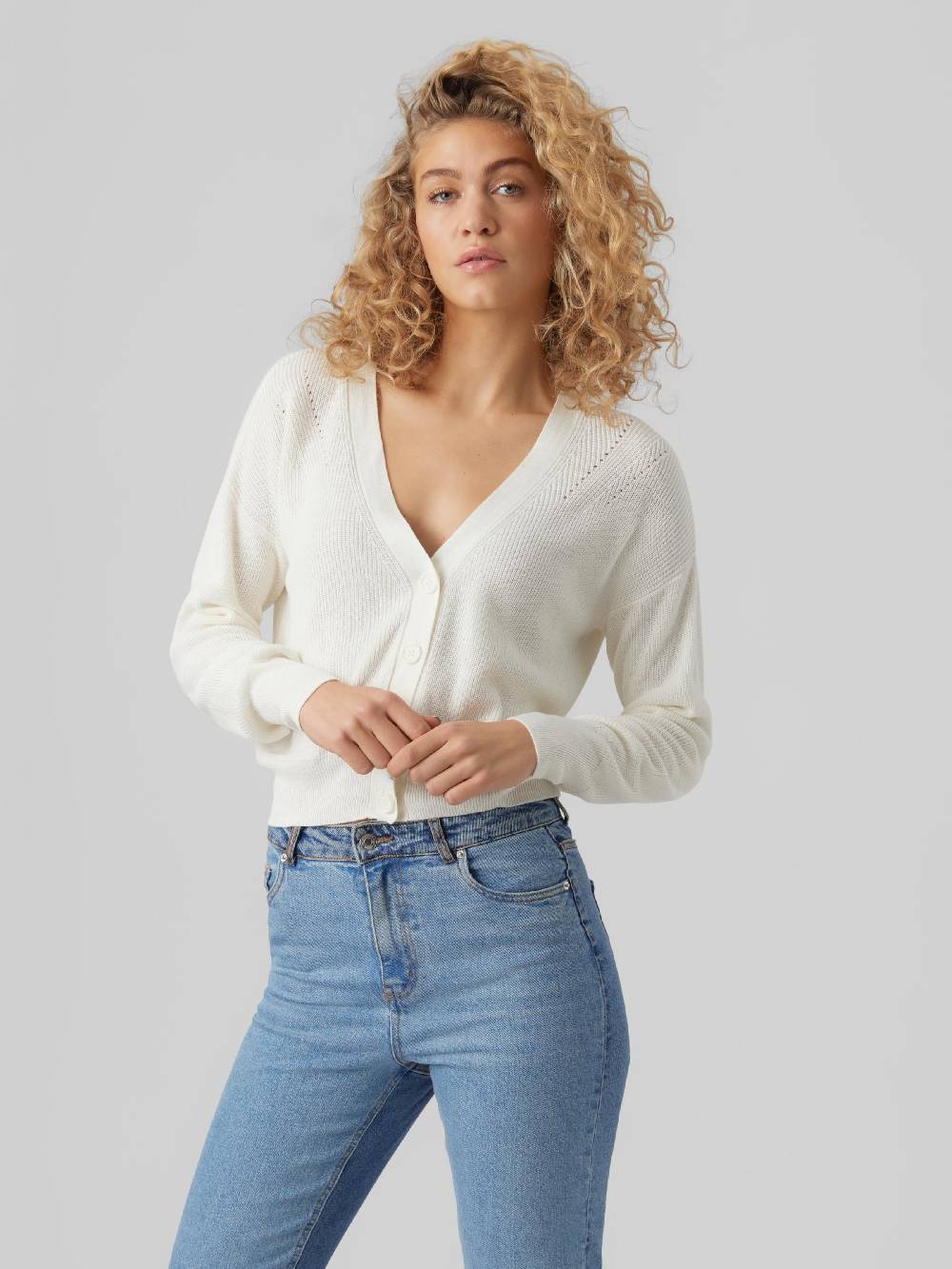 VERO MODA Knit Cardigan 'VMNew Lexsun' In White