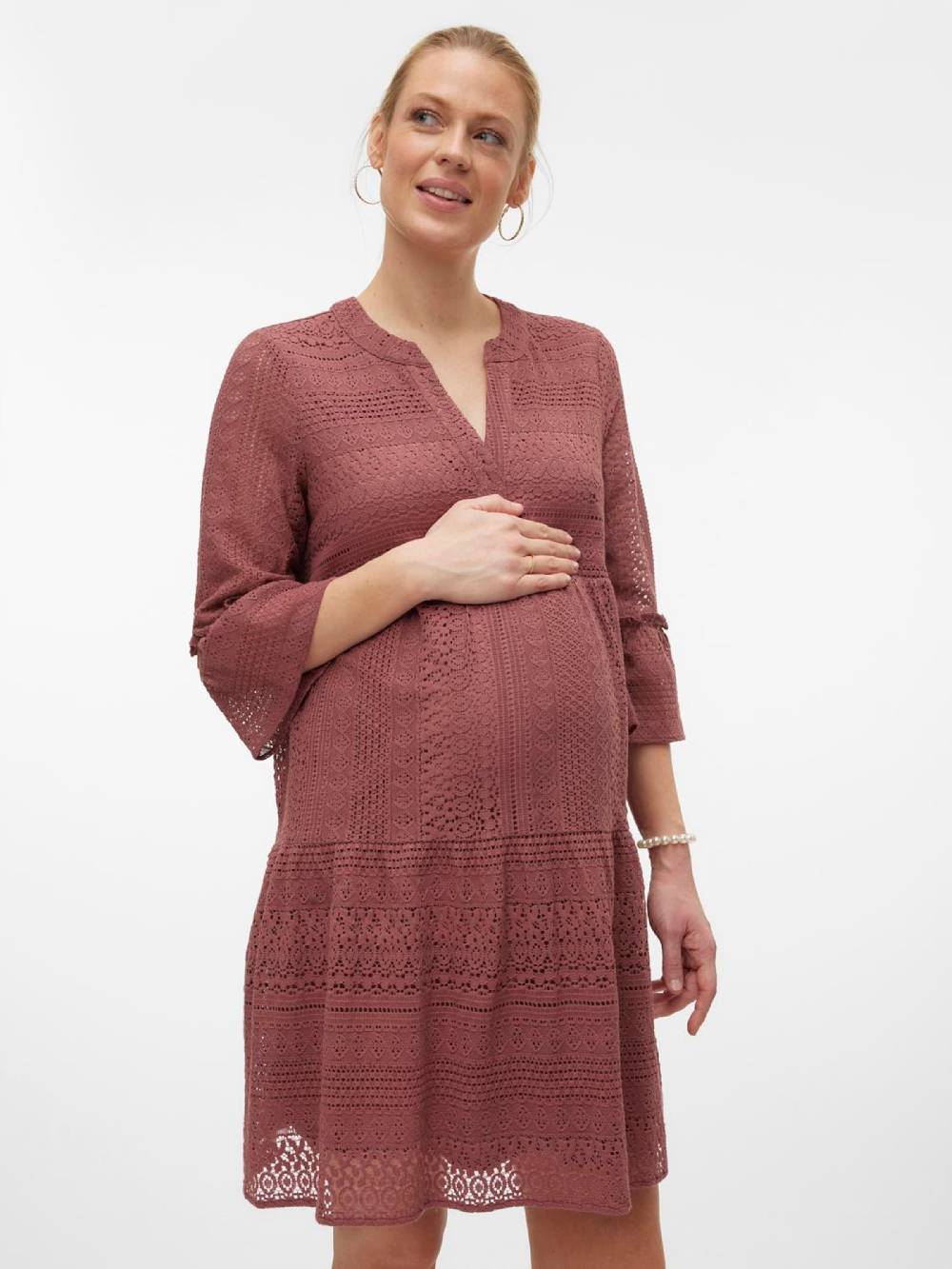 Vero Moda Maternity Shirt Dress 'VMMHoney' In Magenta