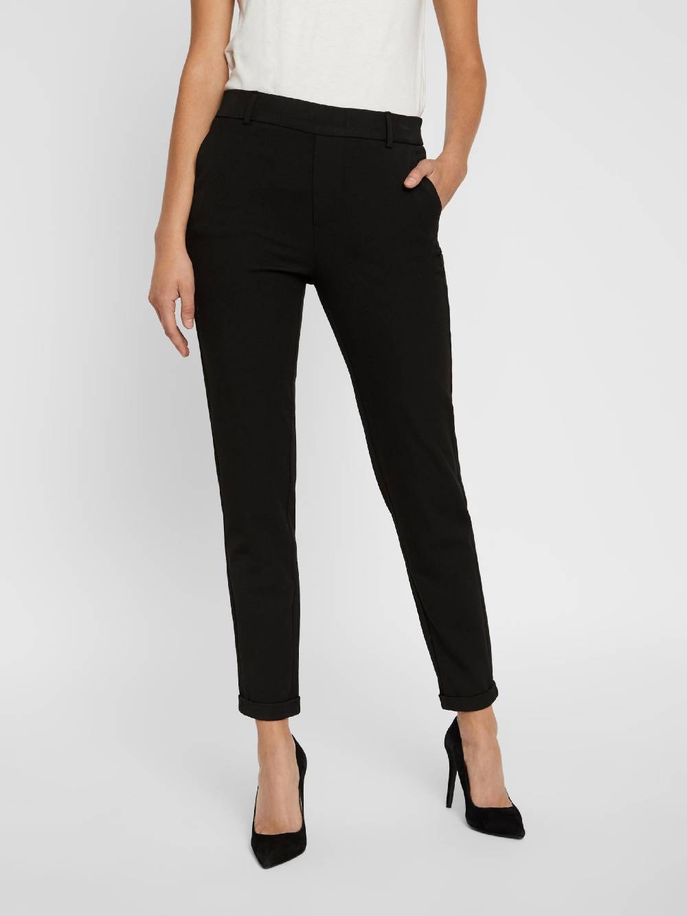 VERO MODA Regular Chino Pants 'VMMaya' In Black
