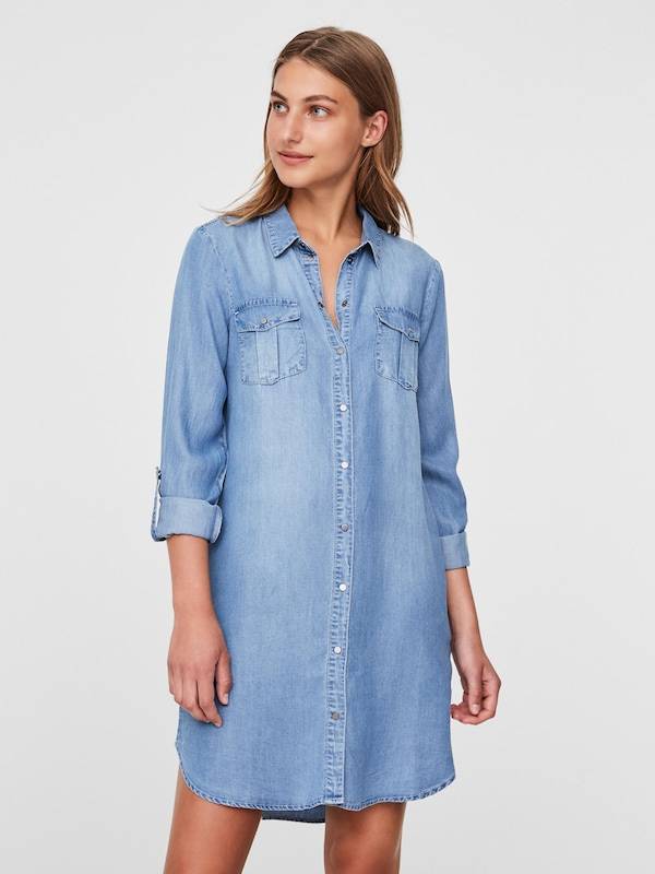 VERO MODA Shirt Dress 'VMSilla' in Blue Denim