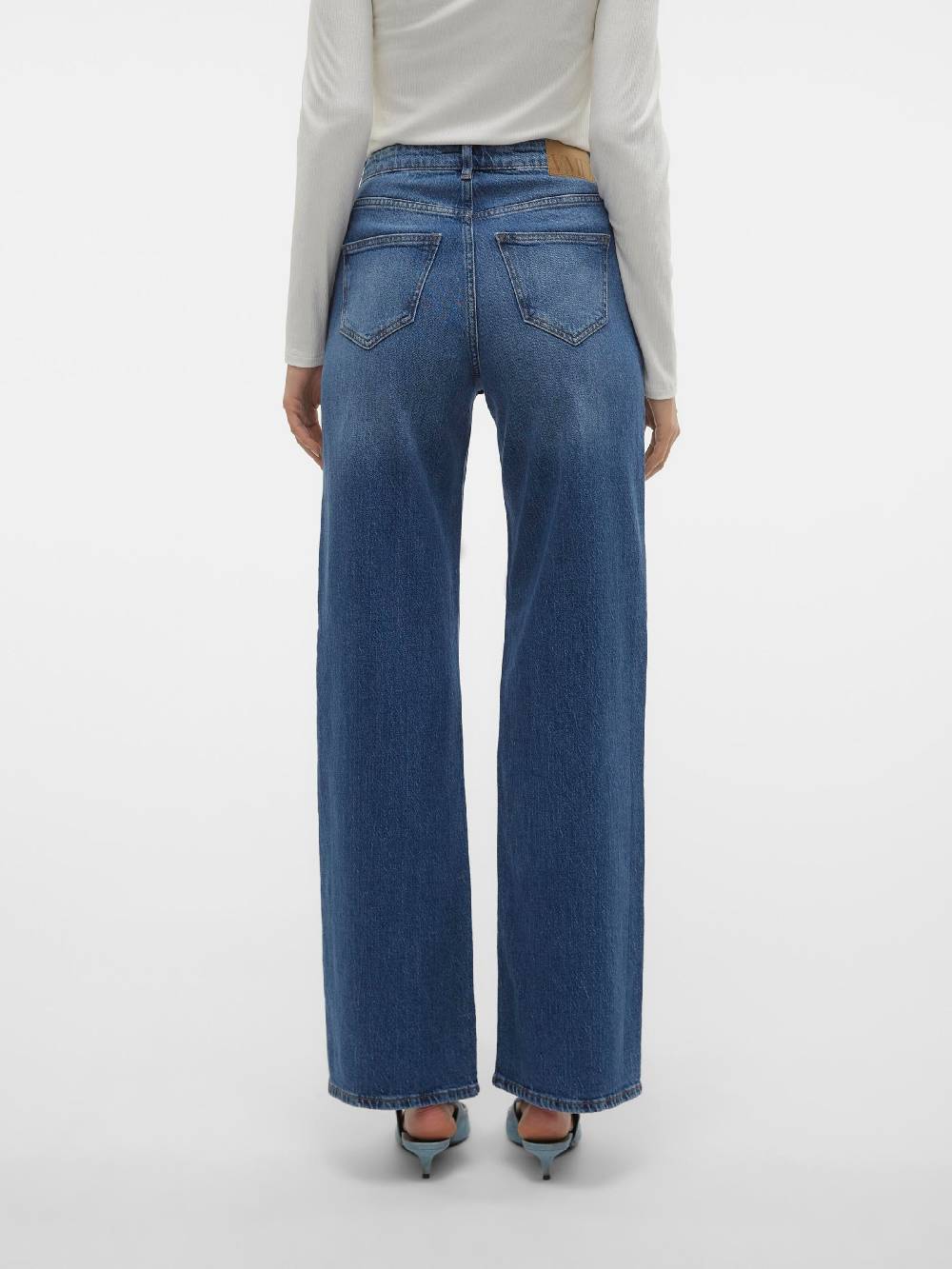 VERO MODA Wide Leg Jeans 'VMTessa' In Blue Denim