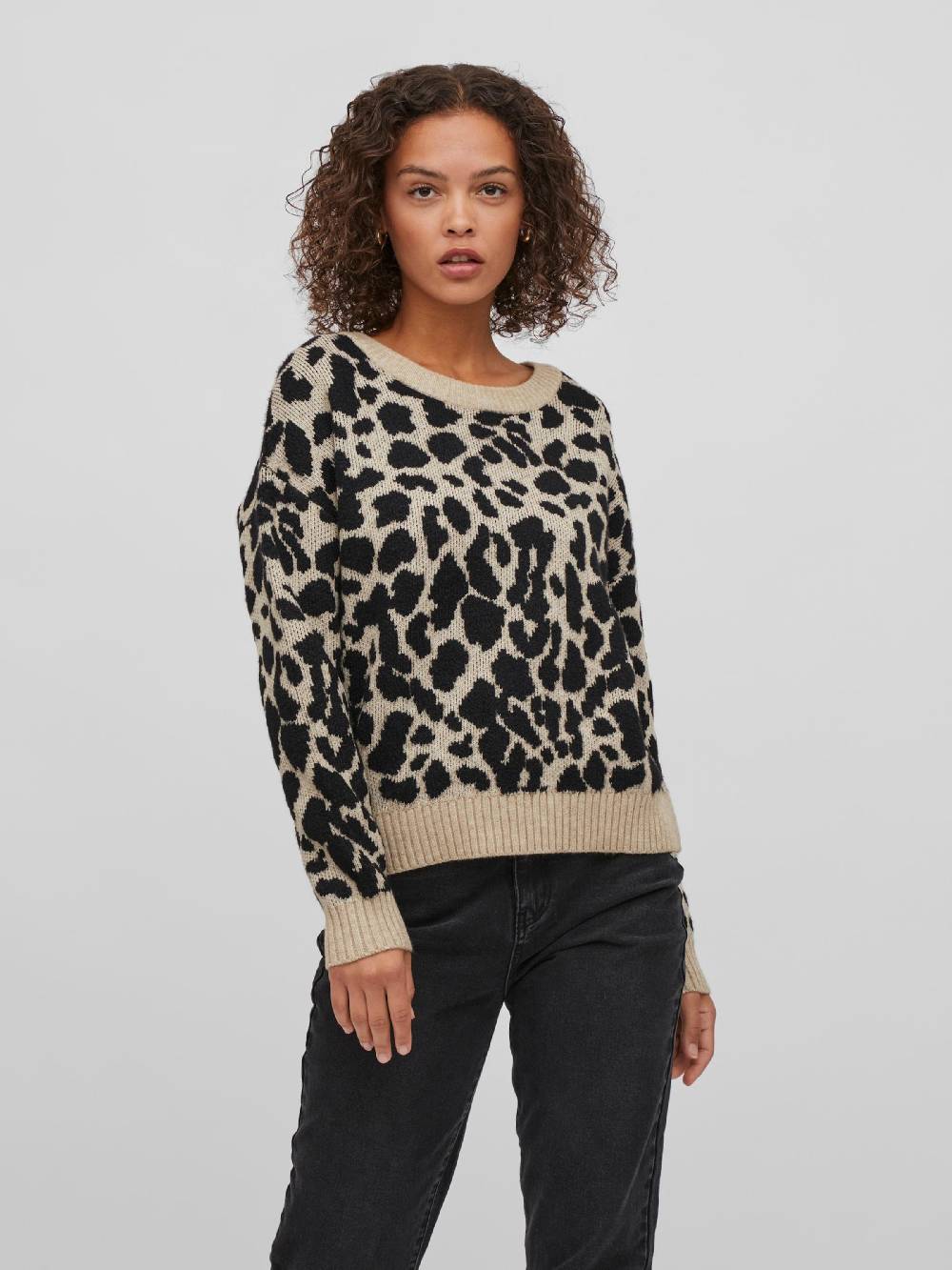 VILA Sweater 'Ril' In Mottled Beige