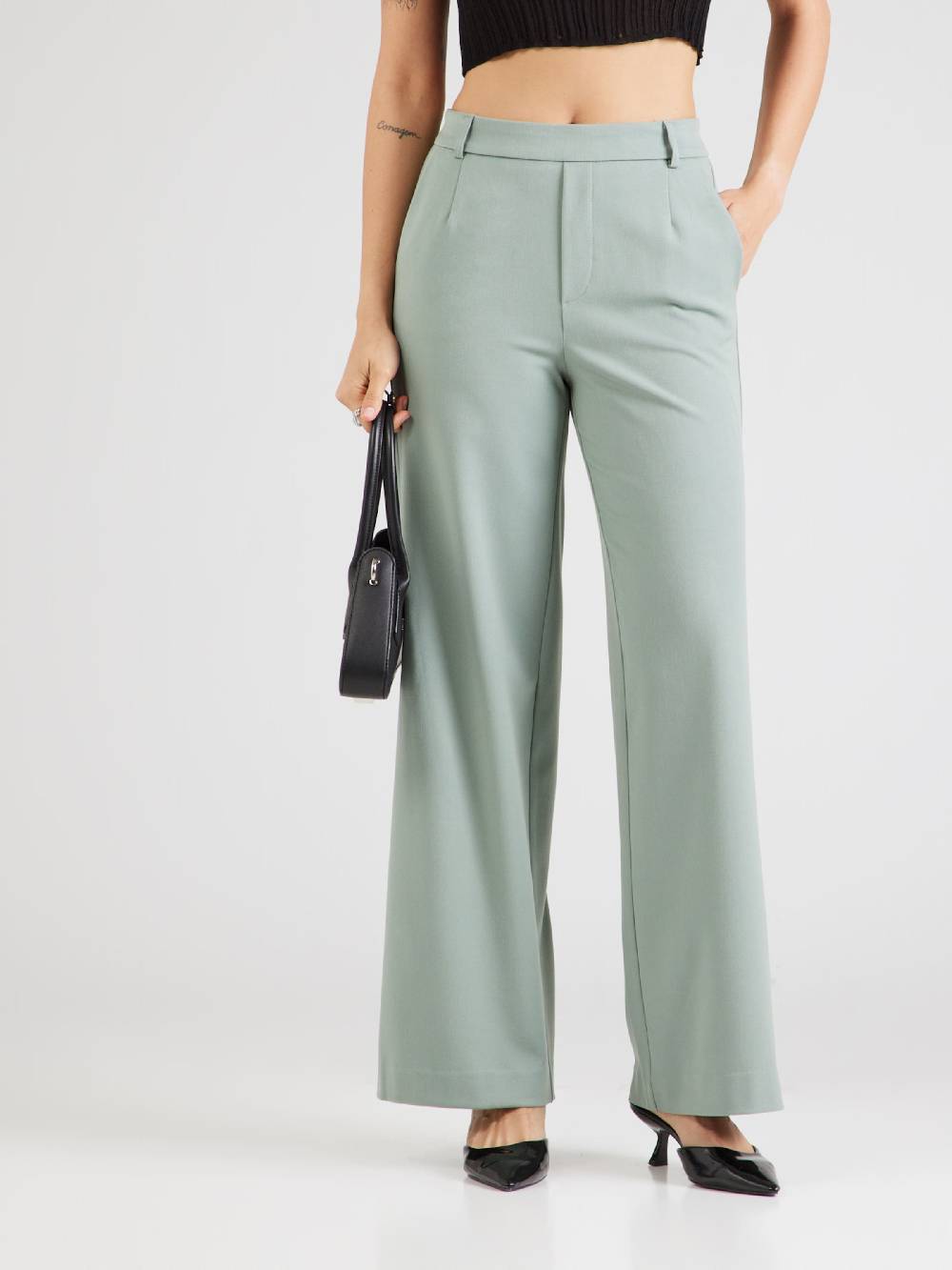 VILA Wide Leg Pants 'Vivarone' In Basalt Grey