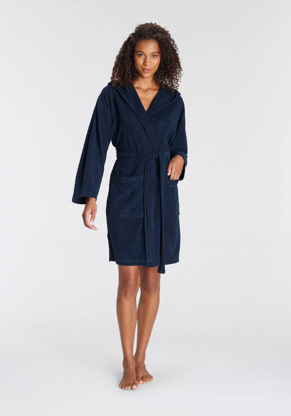 VIVANCE Short Bathrobe 'Dreams' In Navy