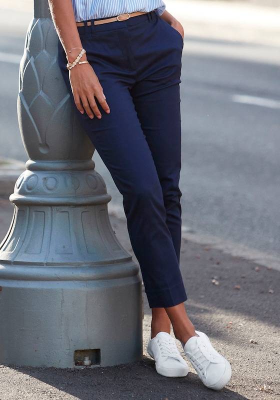 VIVANCE Slim fit Chino Pants in Marine Blue