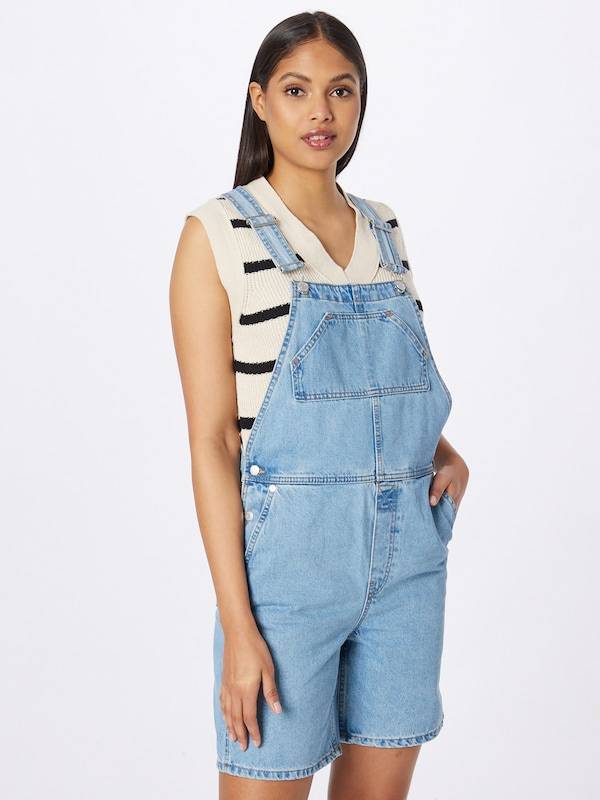 WEEKDAY Regular Jean Overalls In Blue Denim