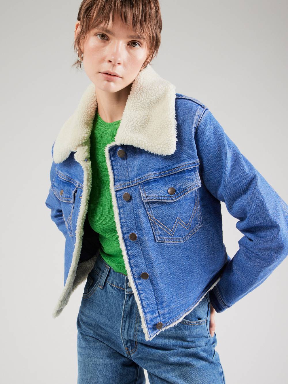 WRANGLER Between-Season Jacket 'ONCE LOVED' In Blue Denim