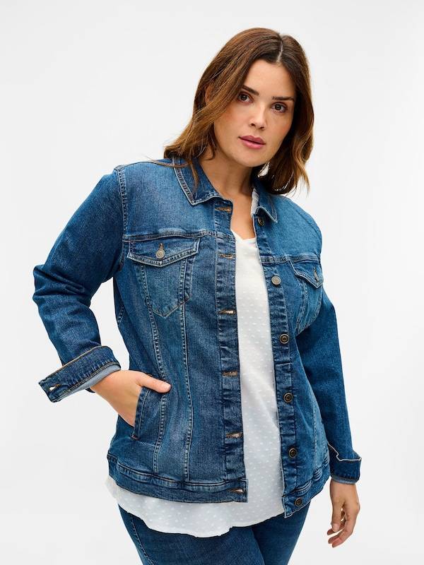 Zizzi Between-Season Jacket in Blue Denim