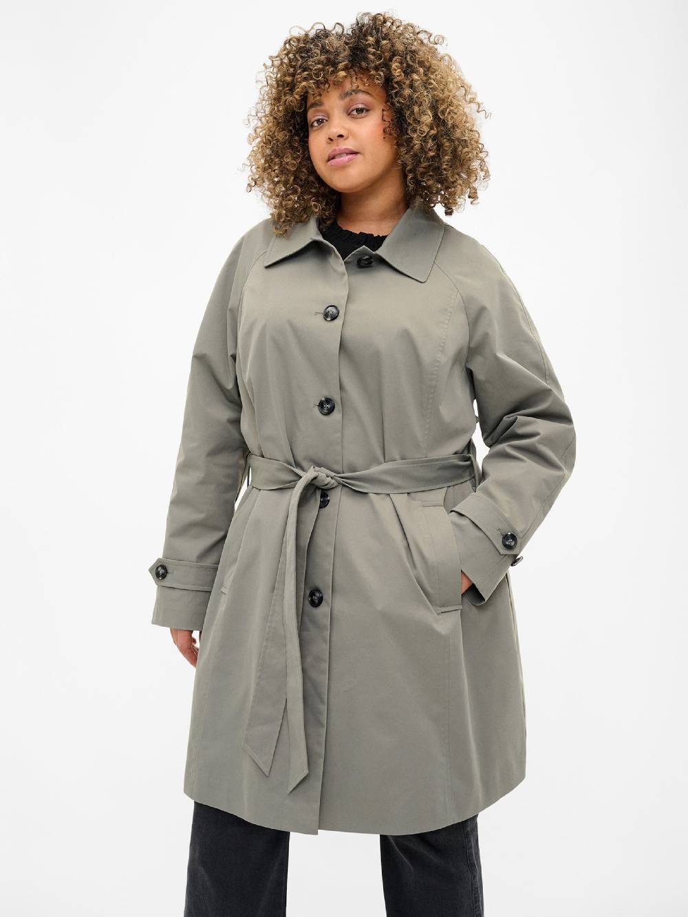 Zizzi Between-Seasons Coat In Green