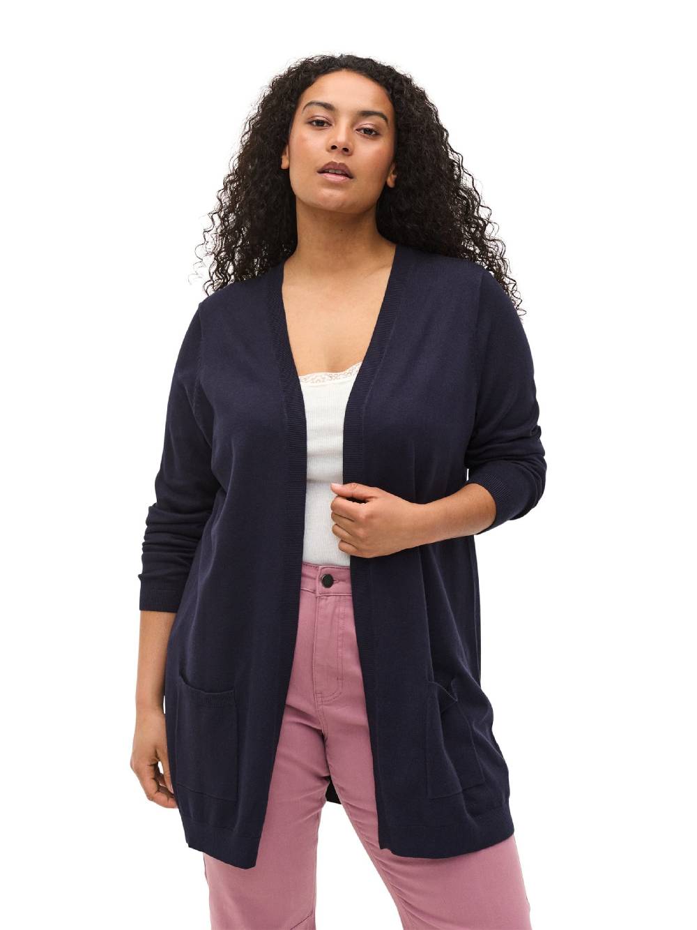 Zizzi Knit Cardigan 'CARRIE' In Blue