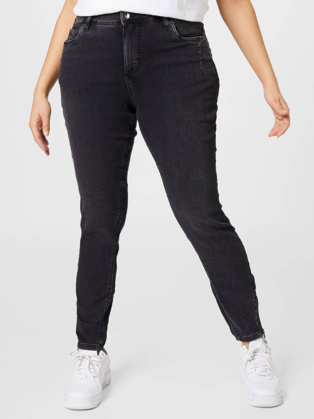 Zizzi Skinny Jeans 'Amy' In Grey Denim