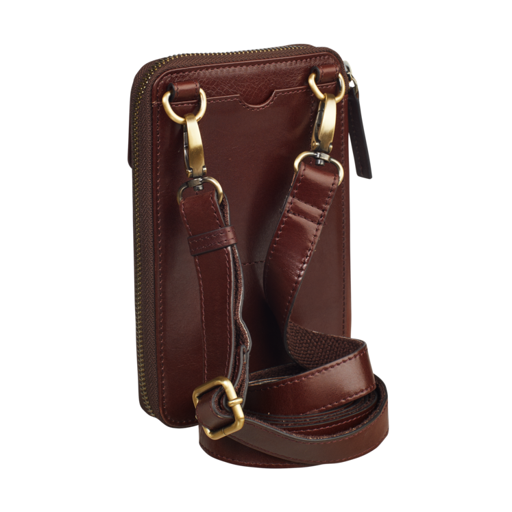 Leonhard Heyden Cambridge Handy-Umhängetasche Rotbraun