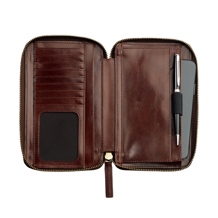 Leonhard Heyden Cambridge Handy-Umhängetasche Rotbraun