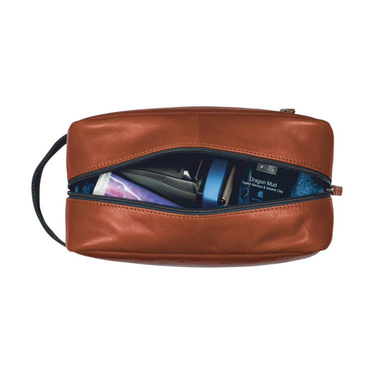 Leonhard Heyden Hamburg Kulturbeutel Cognac