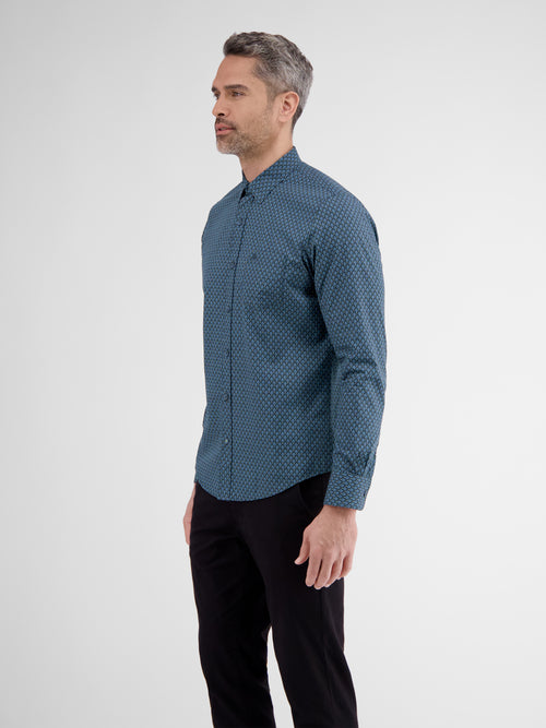 Lerros Herren Langarmhemd, Tonal Gemustert, Kent-Kragen