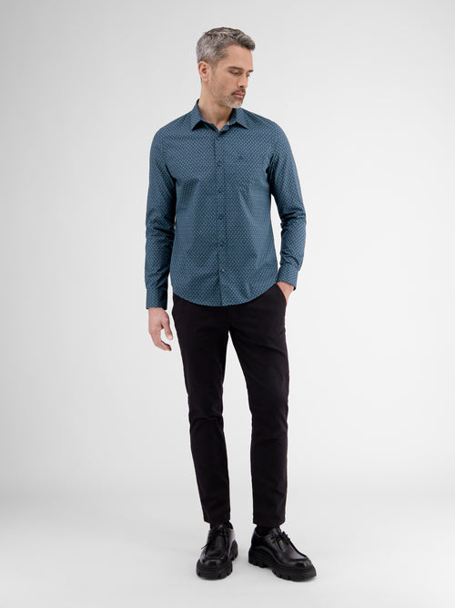 Lerros Herren Langarmhemd, Tonal Gemustert, Kent-Kragen