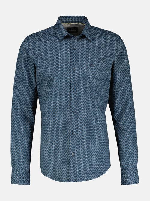 Lerros Herren Langarmhemd, Tonal Gemustert, Kent-Kragen