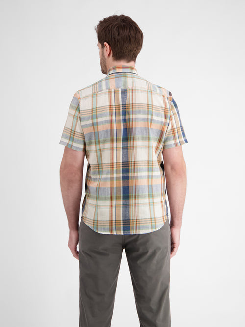 Lerros Karohemd Für Herren In Sommerlichem Baumwoll-Leinen-Mix