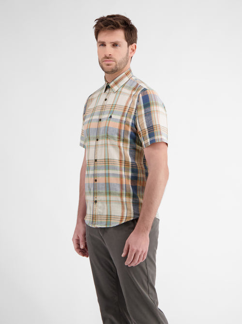 Lerros Karohemd Für Herren In Sommerlichem Baumwoll-Leinen-Mix