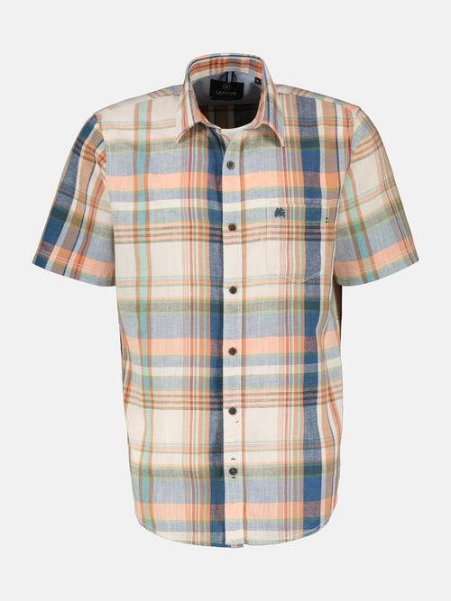 Lerros Karohemd Für Herren In Sommerlichem Baumwoll-Leinen-Mix