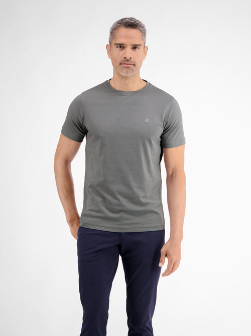 Lerros Basic T-Shirt mit Logostitch, unifarben