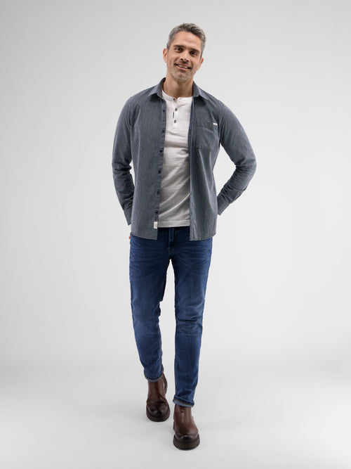 Lerros Gestreiftes Herrenhemd, Langarm