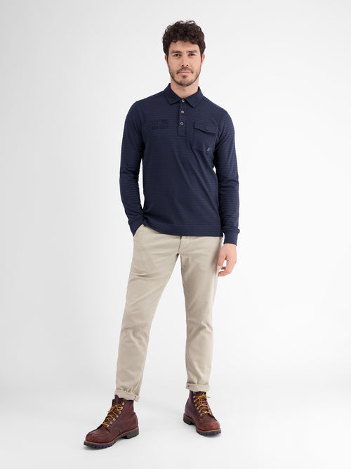 Lerros Longsleeve-Polo. Gestreift