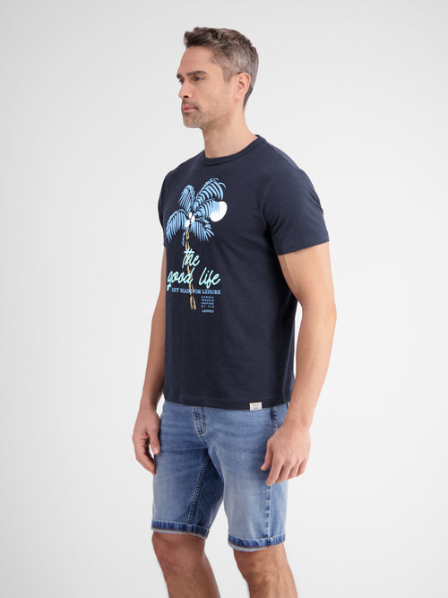 Lerros Rundhals T-Shirt Für Herren Mit Palmenprint