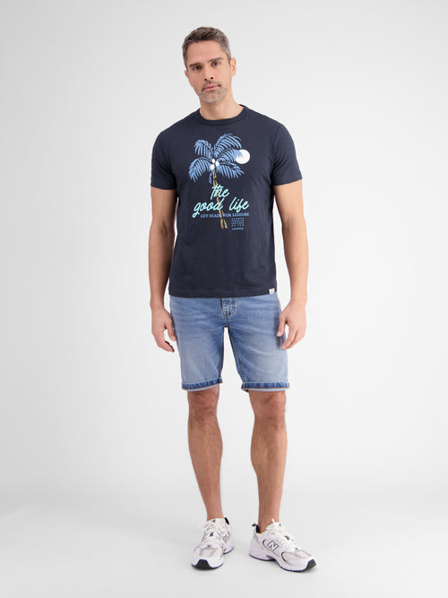 Lerros Rundhals T-Shirt Für Herren Mit Palmenprint