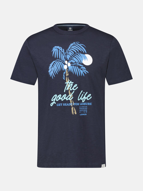 Lerros Rundhals T-Shirt Für Herren Mit Palmenprint
