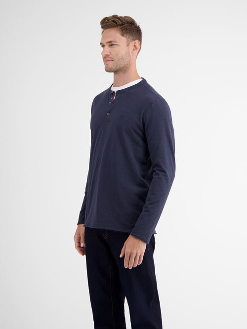Lerros Slub-Jersey Serafino. Longsleeve
