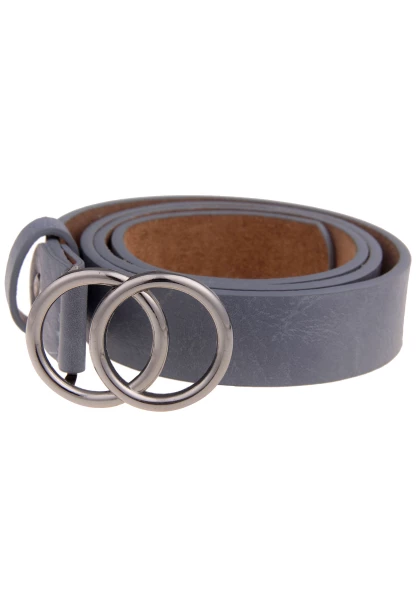 -50% SALE! Leslii Damen-Gürtel Doppel Ring blauer Gürtel Steck-Schließe Breite 3cm Rauchblau