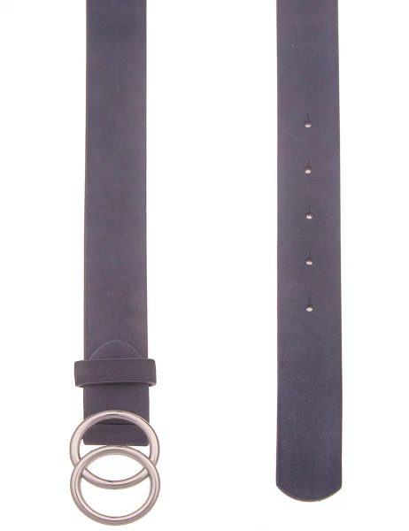 -50% SALE Leslii Damen-Gürtel Doppel-Ring Dunkelblauer Gürtel Steck-Schließe Breite 3cm Blau