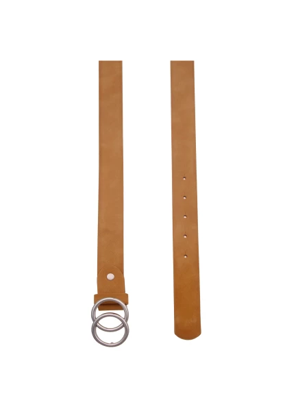 -50% SALE! Leslii Damen-Gürtel Doppel-Ring Hellbrauner Gürtel Classic Breite 3cm Braun Silber