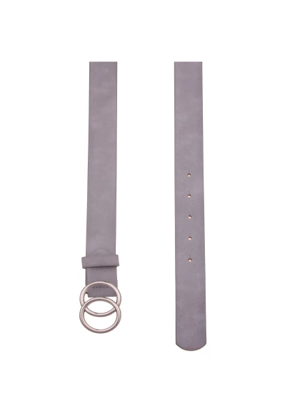 -50% SALE! Leslii Damen-Gürtel Doppel-Ring Hellgrauer Gürtel Steck-Schließe Classic Grau