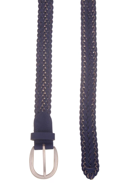 -50% SALE! Leslii Damen-Gürtel Flecht-Gürtel Breite 3,5cm Blauer Gürtel Dunkelblau Silber