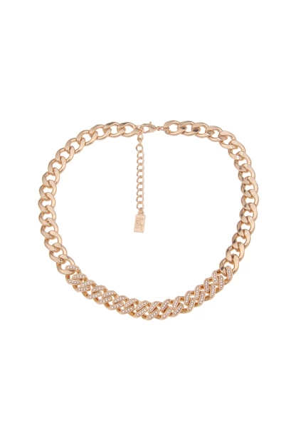 -50% SALE! Leslii Damen-Kette Ariane Glitzer Panzer-Kette Glieder-Kette Strass Gold