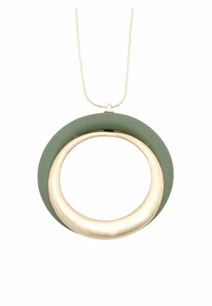 -50% SALE Leslii Damen-Kette Doppel-Ring Lange Kette Goldene Modeschmuck-Kette Grün Gold