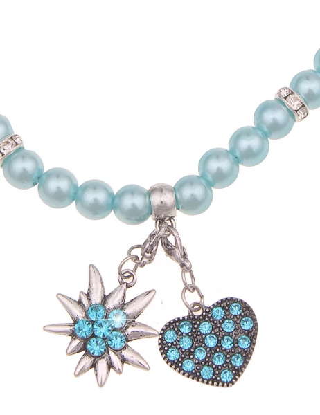 -50% SALE Leslii Damen-Kette Heidi Edelweiß Herz-Kette Dirndl Oktoberfest Kurze Kette Modeschmuck Bl